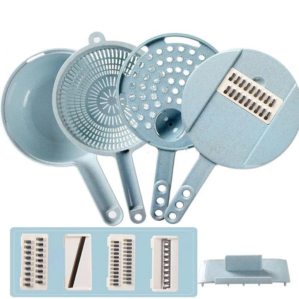 8-in-1 Mandoline Slicer with Interchangeable Blades for Effortless Vegetable Cutting and Grating