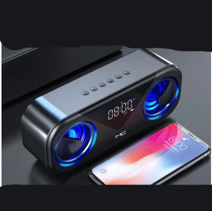 MC H9 Bluetooth Speaker Alarm Clock in various colors with temperature display and dual alarms