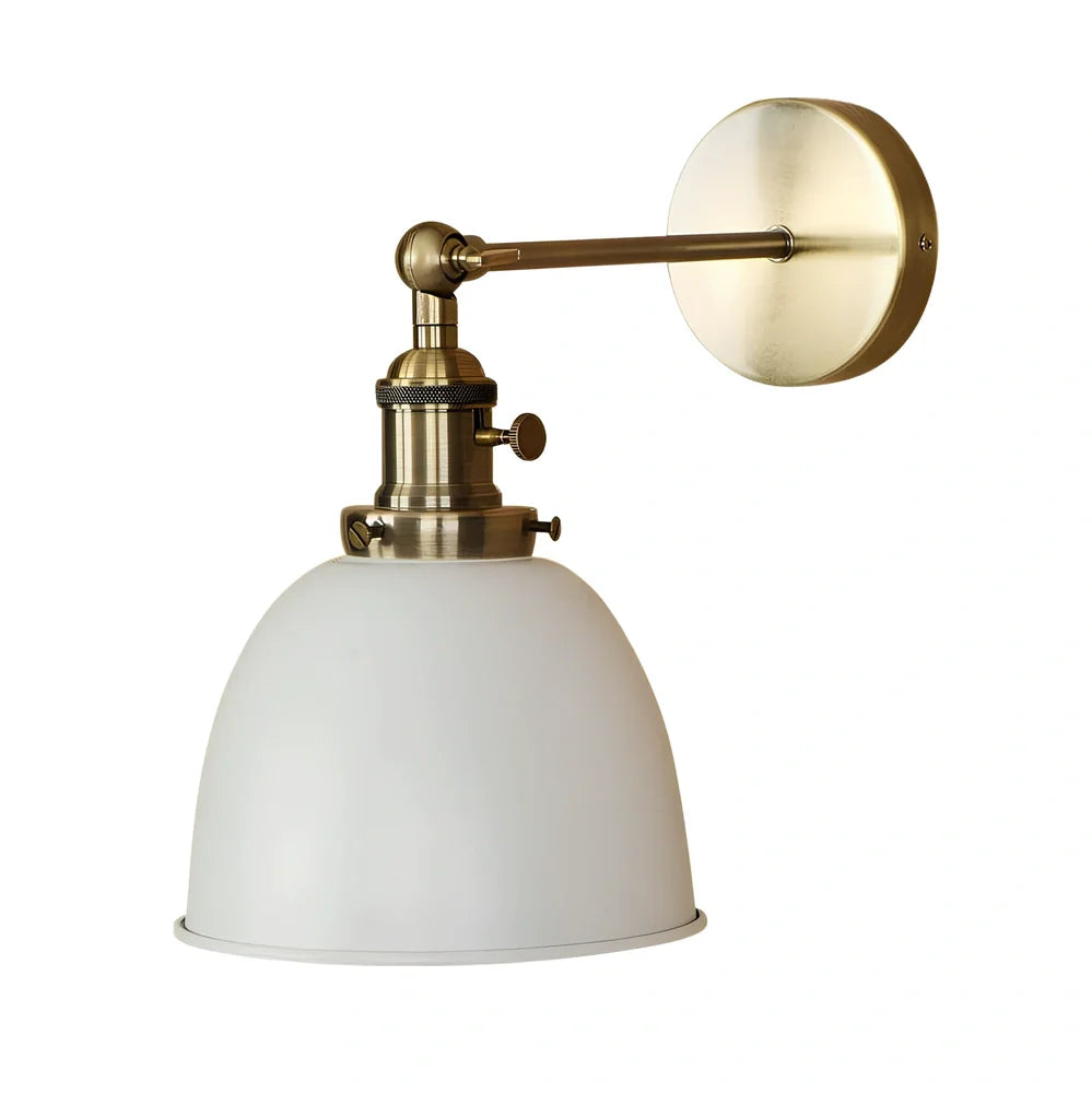 Bedroom light with adjustable iron shade in multiple colour options