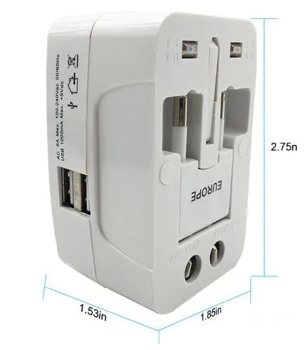 Multi-function conversion plug for global travel with UK, US, EU, AU socket compatibility
