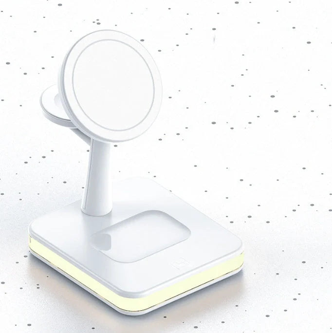 4 In 1 Magnetic Wireless Charger Stand Fast Charging Dock Station in white and black