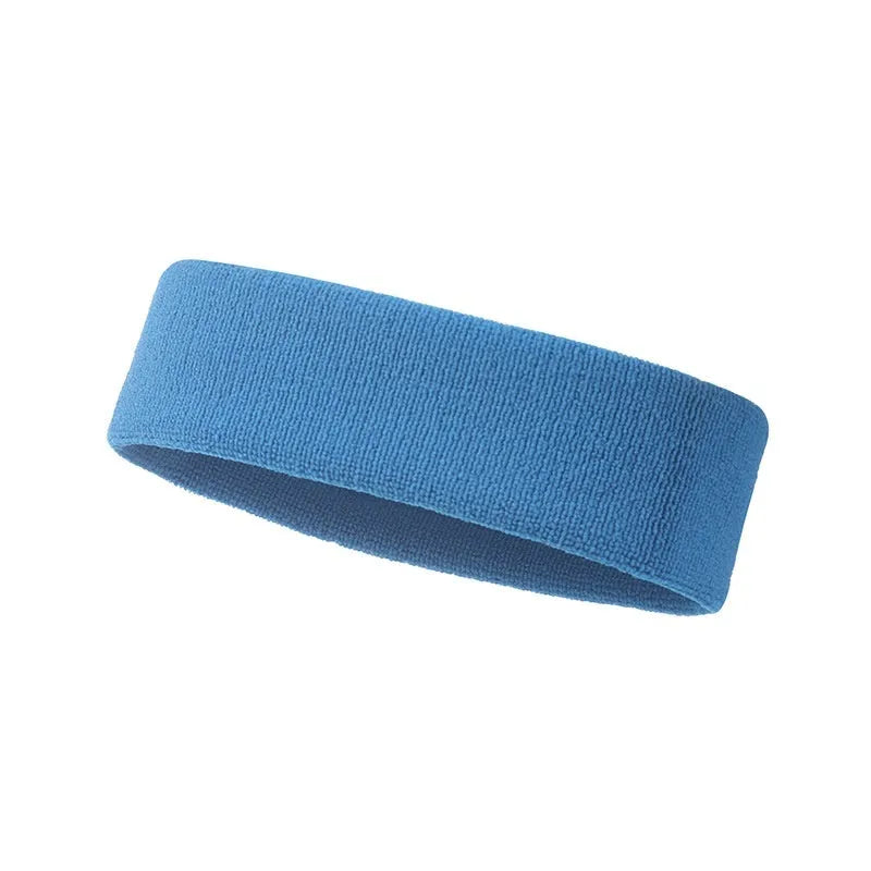 Solid colour elastic widening sports sweatband for fitness and running.
