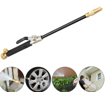Black high pressure adjustable nozzle water gun with 20MPa output and 10m brass tip spray for garden and car cleaning