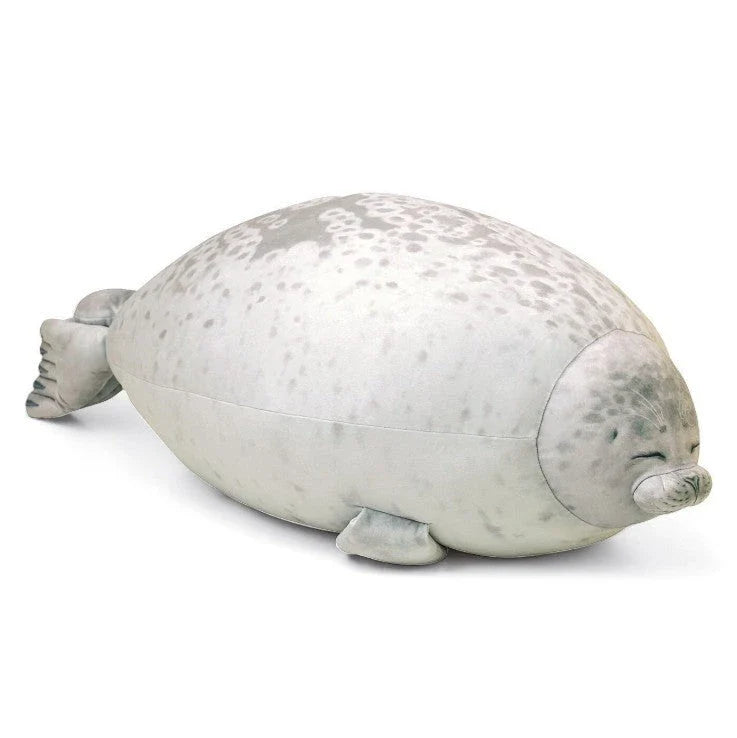 Adorable, lifelike plush seal pillow in white, grey, and multicolor options, made of soft, stretchy velvet fabric and PP cotton fill for cozy comfort
