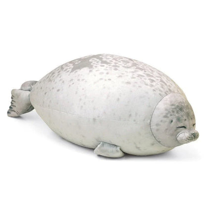 Adorable, lifelike plush seal pillow in white, grey, and multicolor options, made of soft, stretchy velvet fabric and PP cotton fill for cozy comfort
