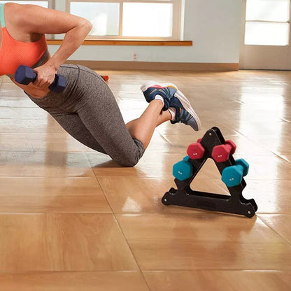 Sturdy metal dumbbell bracket for organizing up to 30-pounds of weights