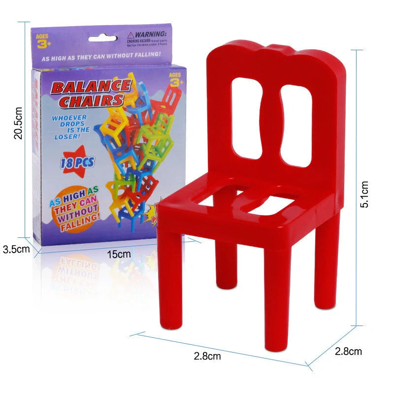 Colorful plastic balance chairs stacking game for educational family fun