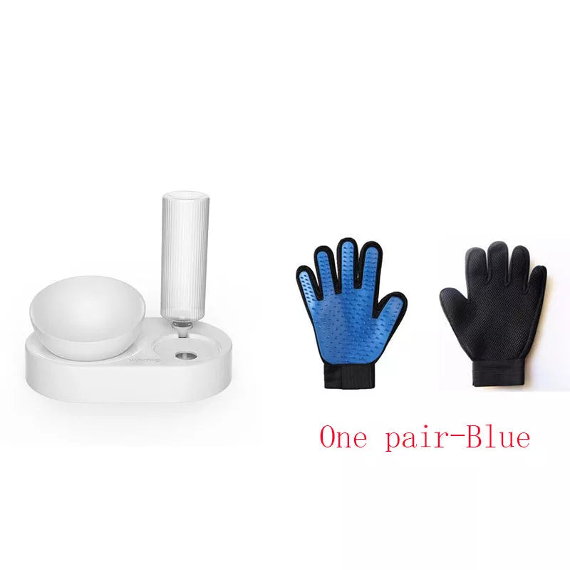 Automatic double bowl pet feeder with water dispenser for dogs and cats