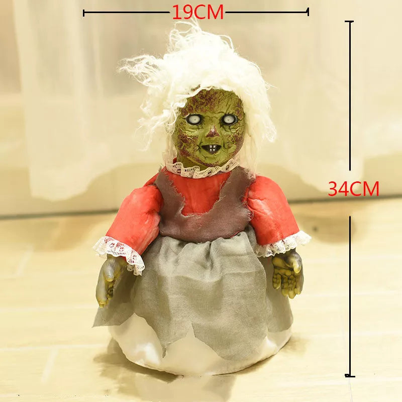 Halloween voice-activated walking doll with glowing eyes and speech capabilities