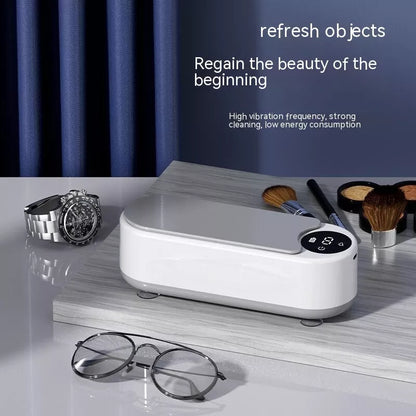 Portable ultrasonic glasses cleaner with display for automatic cleaning