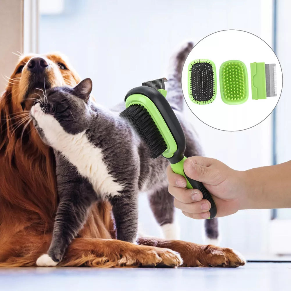 5-in-1 pet grooming comb set for cats and dogs with stainless steel tools