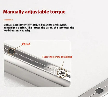 Cold rolled steel tatami cabinet support rod with adjustable stop for flap-up doors, stainless steel finish