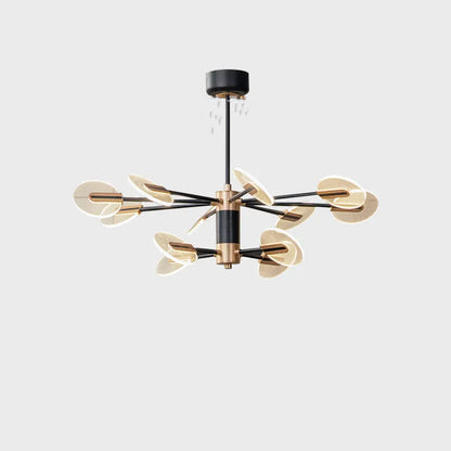 Nordic iron frame chandelier with multiple acrylic shades in a pendant design