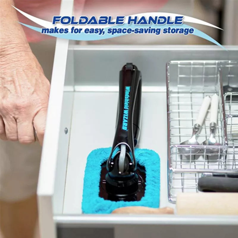 Car Window Brush with swivel head and built-in water sprayer for streak-free cleaning