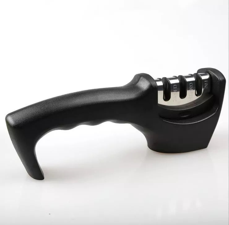 Professional three-level knife sharpener with anti-slip base
