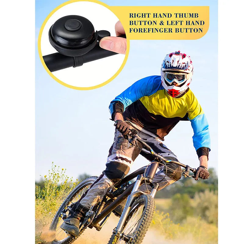 Black bicycle flat bell with 58mm diameter for handlebar mounting