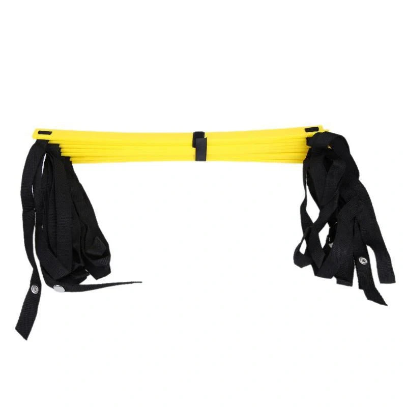 Bright yellow agility training ladder with adjustable rungs and carrying bag