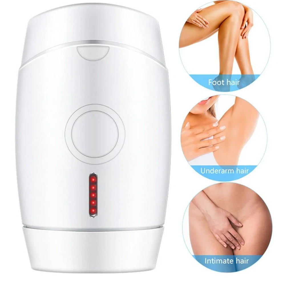 White home laser hair removal device with display screen and adjustment buttons