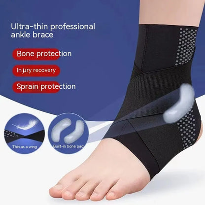 Lycra cloth ankle support brace for adults in black and skin colour, sizes L to XXL.