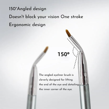 Bend head eyeliner brush with 45-degree angled tip and 1.5cm handle for detailed eye makeup application