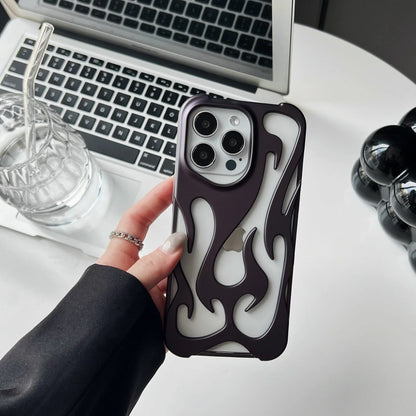 Electroplated hollow flame pattern iPhone case for heat dissipation and style