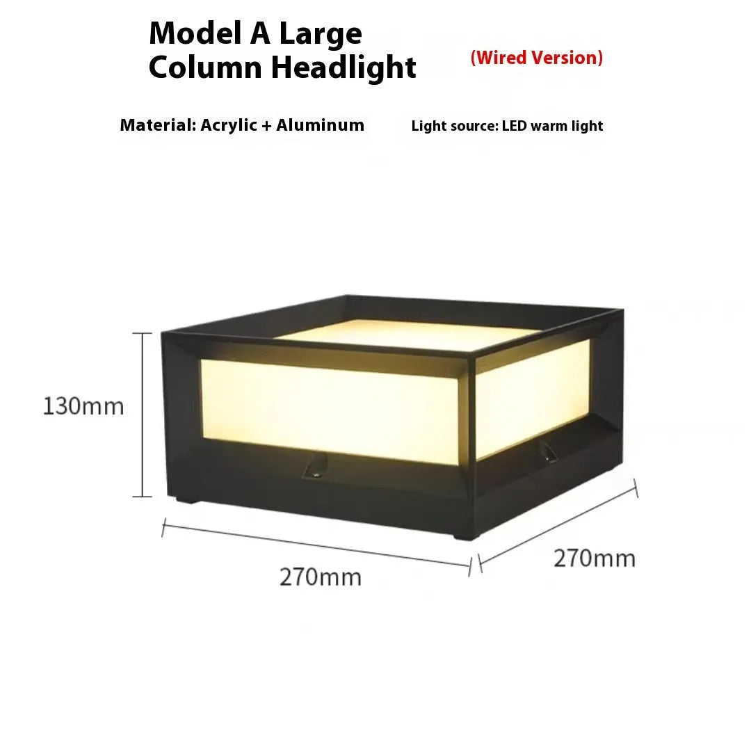 Aluminium outdoor solar column light for garden or pathway with IP54 rating.