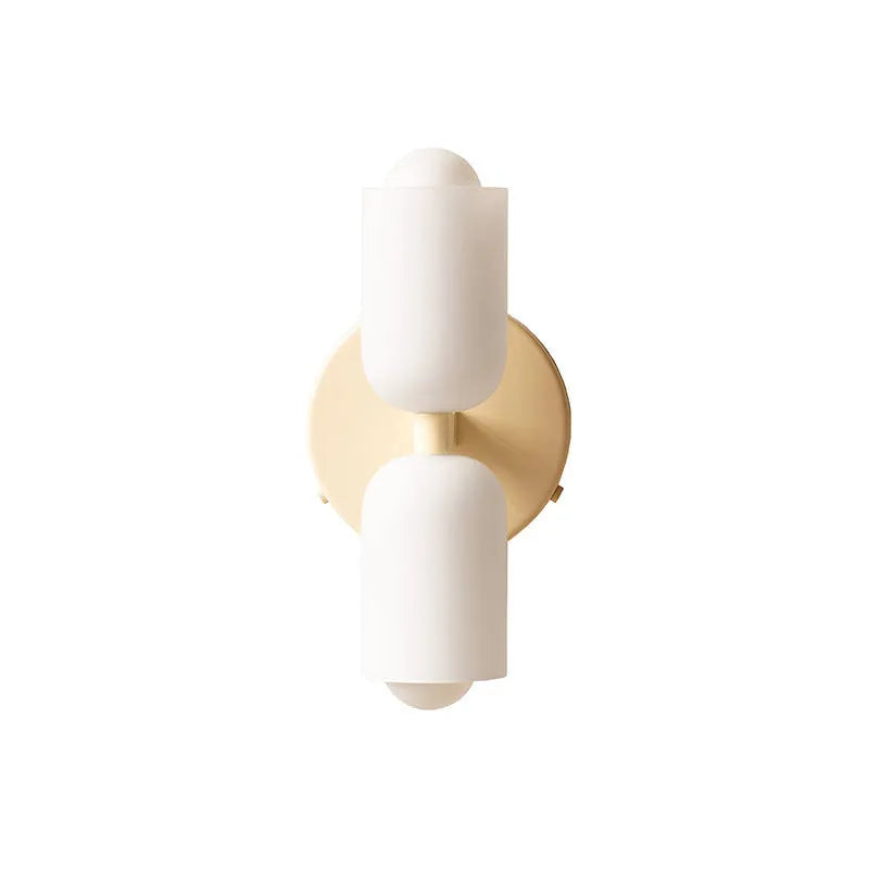 Cream base double head wall lamp with white glass shade and iron body, 220V wall light