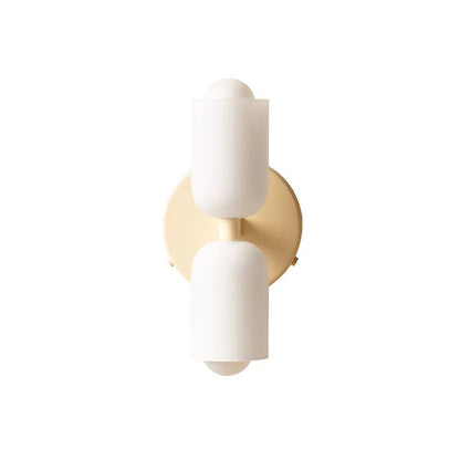 Cream base double head wall lamp with white glass shade and iron body, 220V wall light