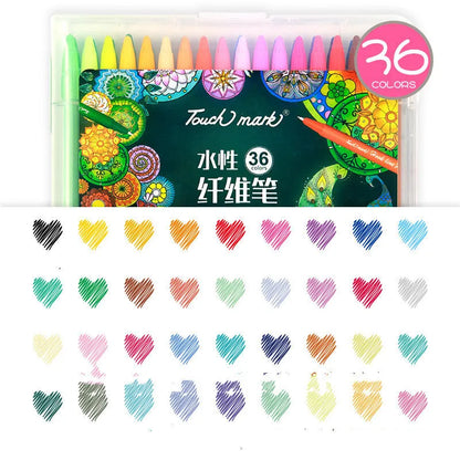 Water-based fibre pen sets showing multiple colour options with quick-dry ink for writing and drawing