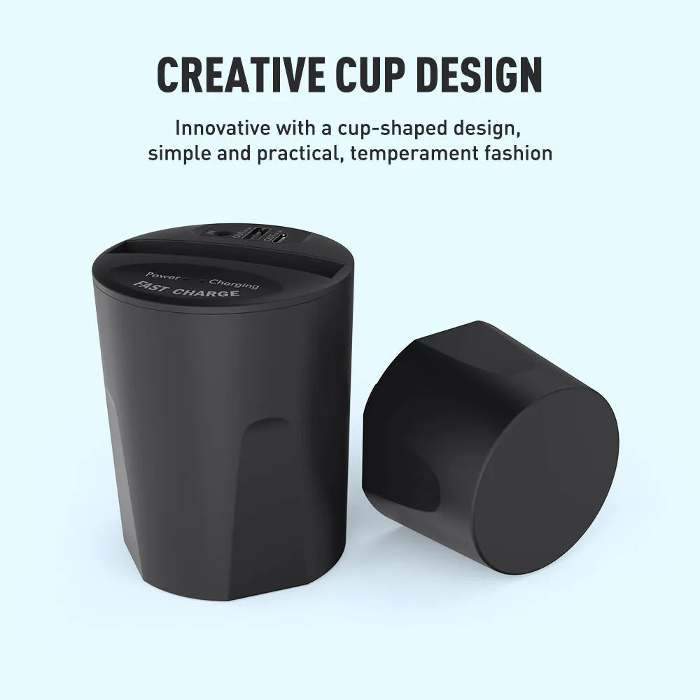 Black X9 car wireless charging cup and base for QI smartphones with Micro USB cable.