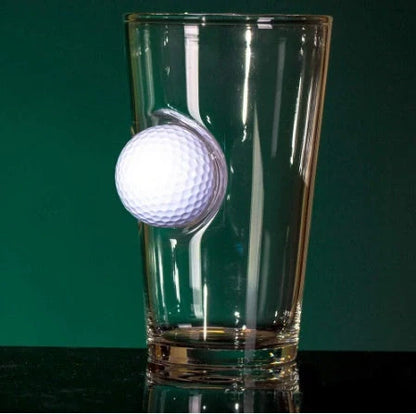Golf-embedded borosilicate beer mug with hydrophobic silicone membrane, 460ml capacity