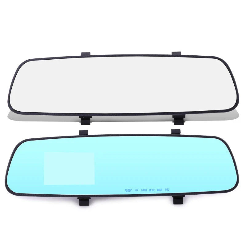HD 1080P rearview mirror driving recorder with motion detection, rear-view mirror design, and wide-angle lens for enhanced road safety and clear video recording