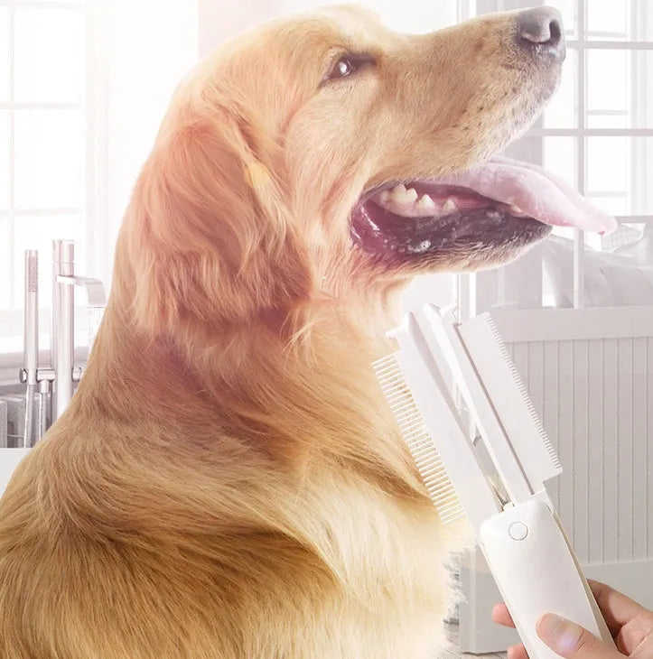 Pet grooming brush for dogs and cats in ABS plastic with bristles for removing loose hair and detangling