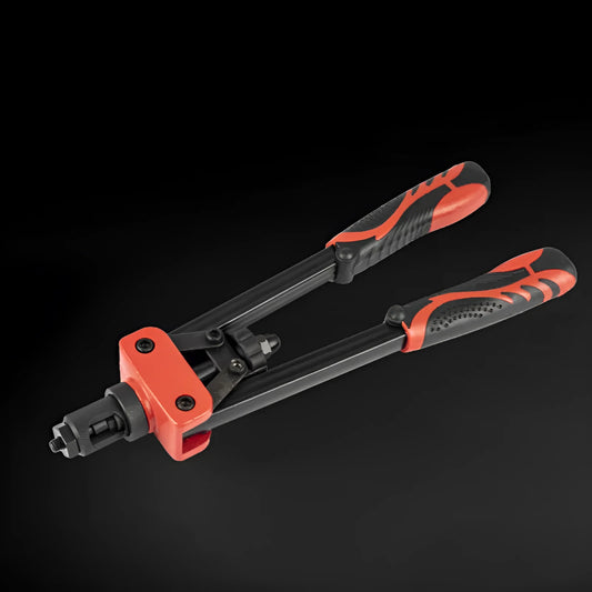 14-inch alloy rivet nut gun tool with six interchangeable tips for M3 to M10 thread sizes