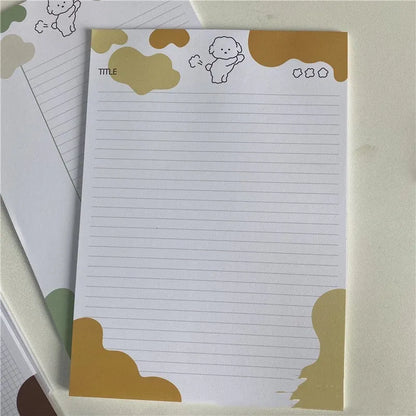 Korean B5 sticky note paper pad with puppy design measuring 182x257mm