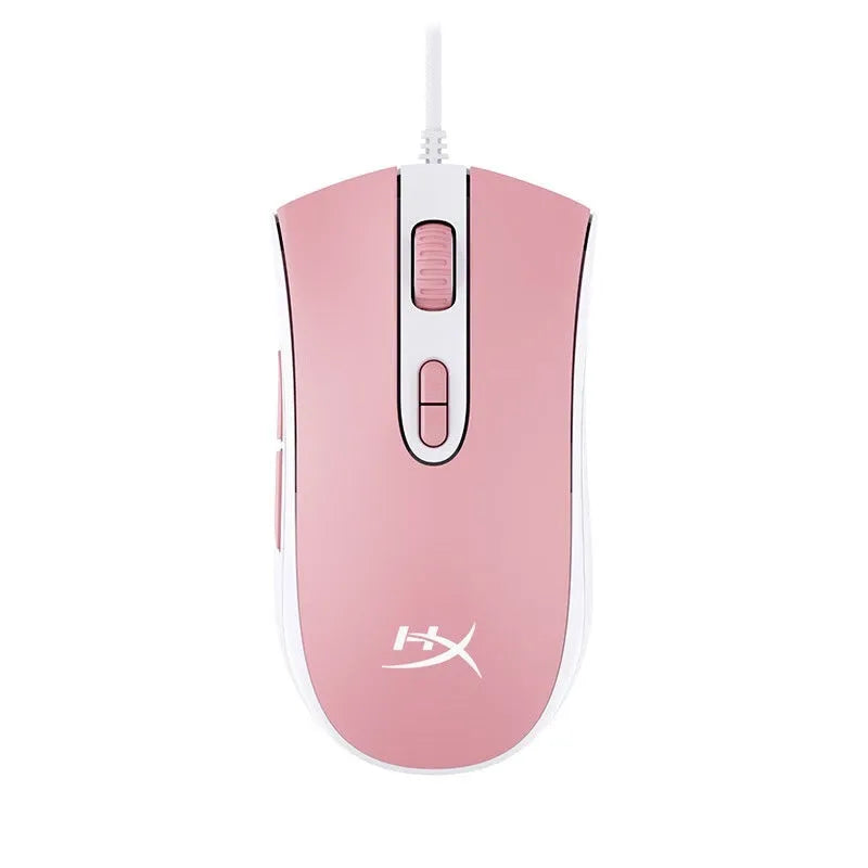Pulse RGB wired gaming mouse with USB cable in black or pink colour options