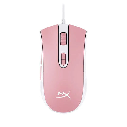 Pulse RGB wired gaming mouse with USB cable in black or pink colour options