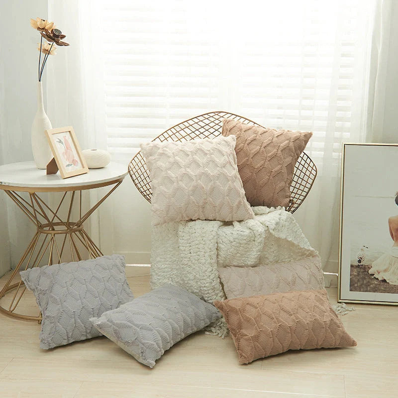 Luxury fur cushion cover in various colors, perfect for sofa or bed decor