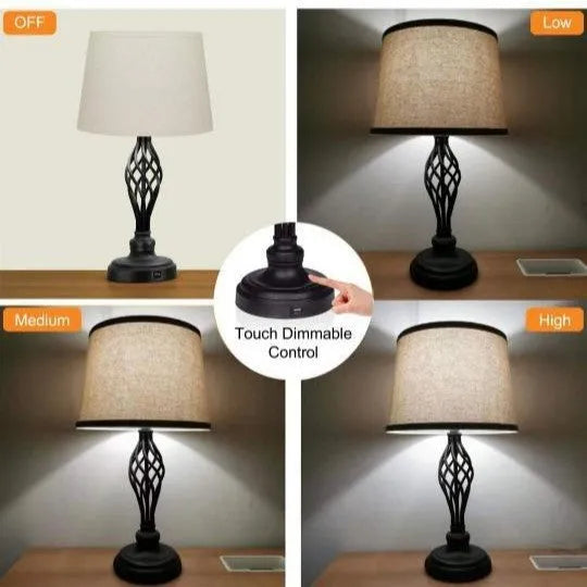 European-style alloy bedside lamp with touch controls and USB charging port, dimensions 35x15x25cm