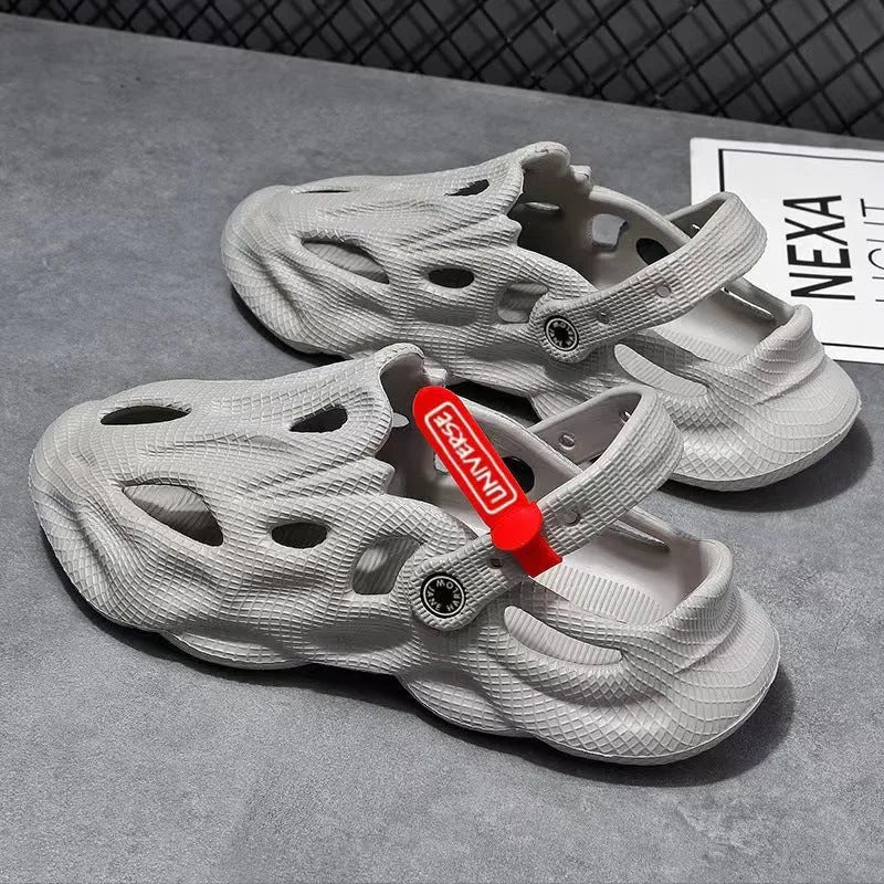 Coconut slippers with closed toe design in EVA material available in grey, black, white, and khaki colours
