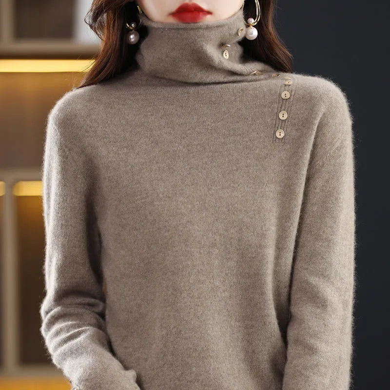 Slim fit knitted shirt with 3D pattern in light camel colour, showing regular sleeves and 40cm length