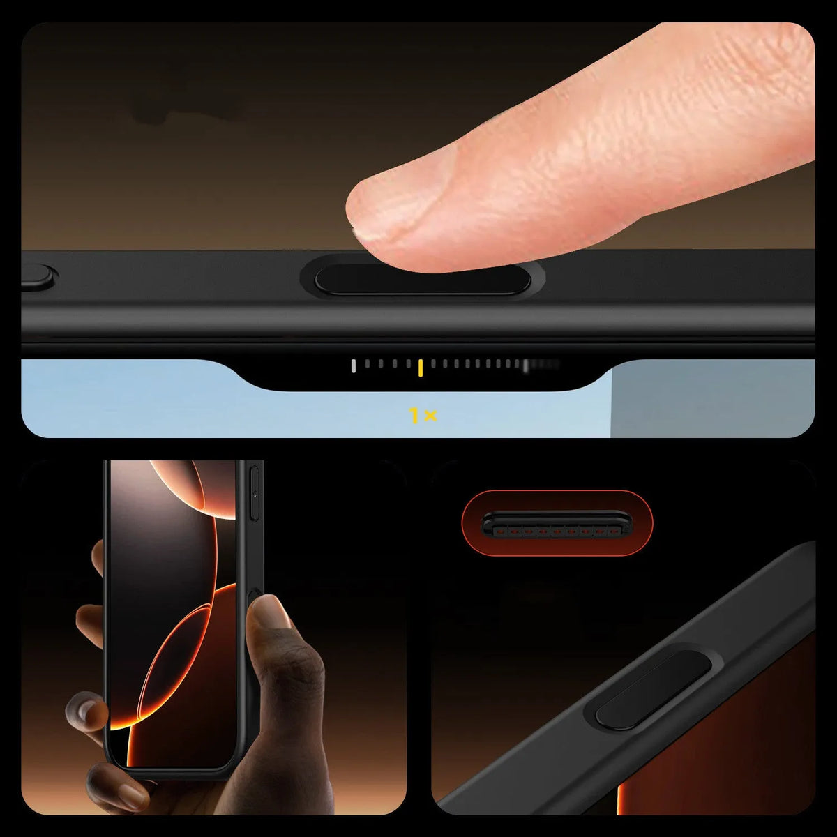 Transparent light colour magnetic phone case for iPhone 16 series showing airbag protection elements.