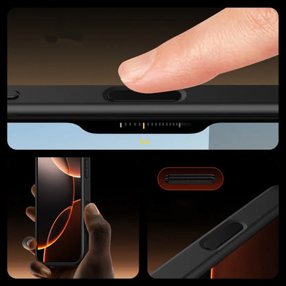 Transparent light colour magnetic phone case for iPhone 16 series showing airbag protection elements.