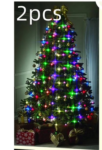 64-LED Christmas tree string lights with 8 wires for festive holiday decoration