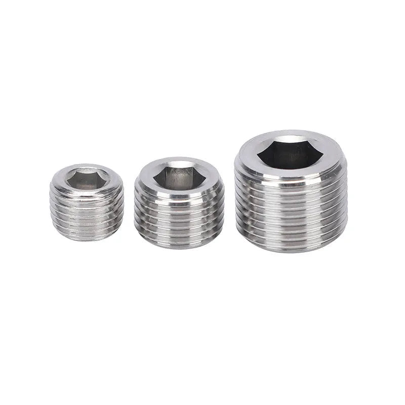 Stainless steel hexagonal pipe plug for 3/8 inch bulkhead fittings