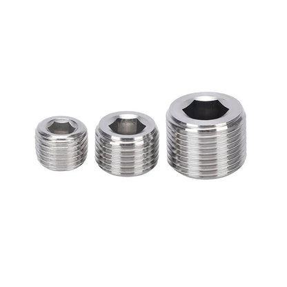 Stainless steel hexagonal pipe plug for 3/8 inch bulkhead fittings