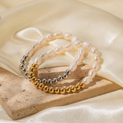Margaux Freshwater Pearl Bracelet in gold and silver with stainless steel