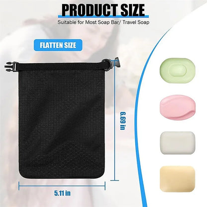 Bubble net waterproof soap container bag measuring 17 centimetres by 13 centimetres