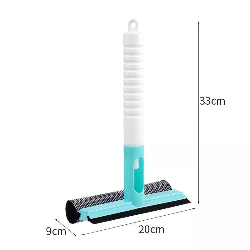 Multifunctional glass scraper squeegee in green, white, and pink for efficient cleaning