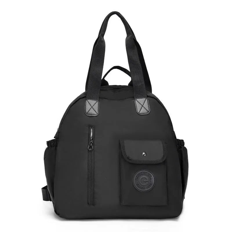 Outdoor backpack showing sandwich pocket design with 48cm height dimensions and nylon construction